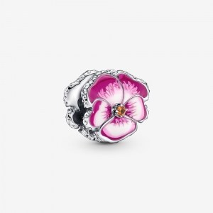 Charm pandora pansy hồng pink pansy flower XN705